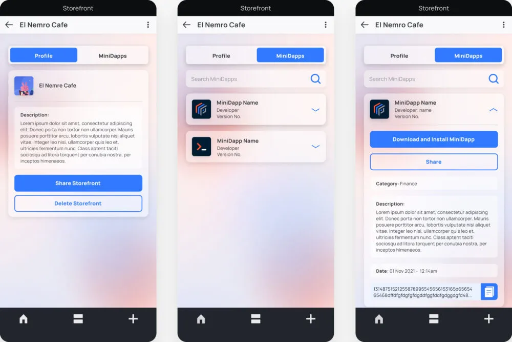 Mini-dapp store browsing and discovery interface