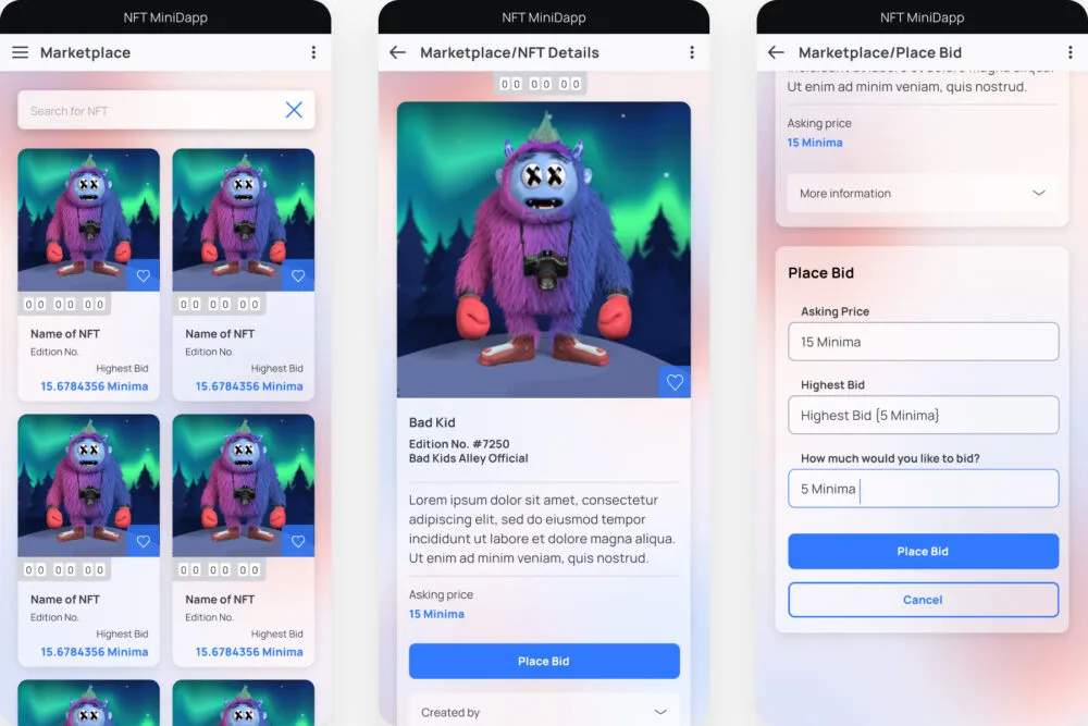 Rich mini-dapp content and interactive modules